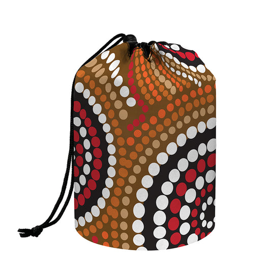 Australian Aboriginal Dot Print Drawstring Makeup Bag
