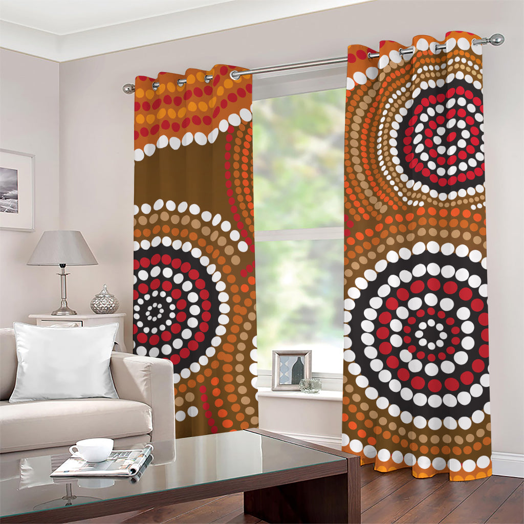 Australian Aboriginal Dot Print Grommet Curtains