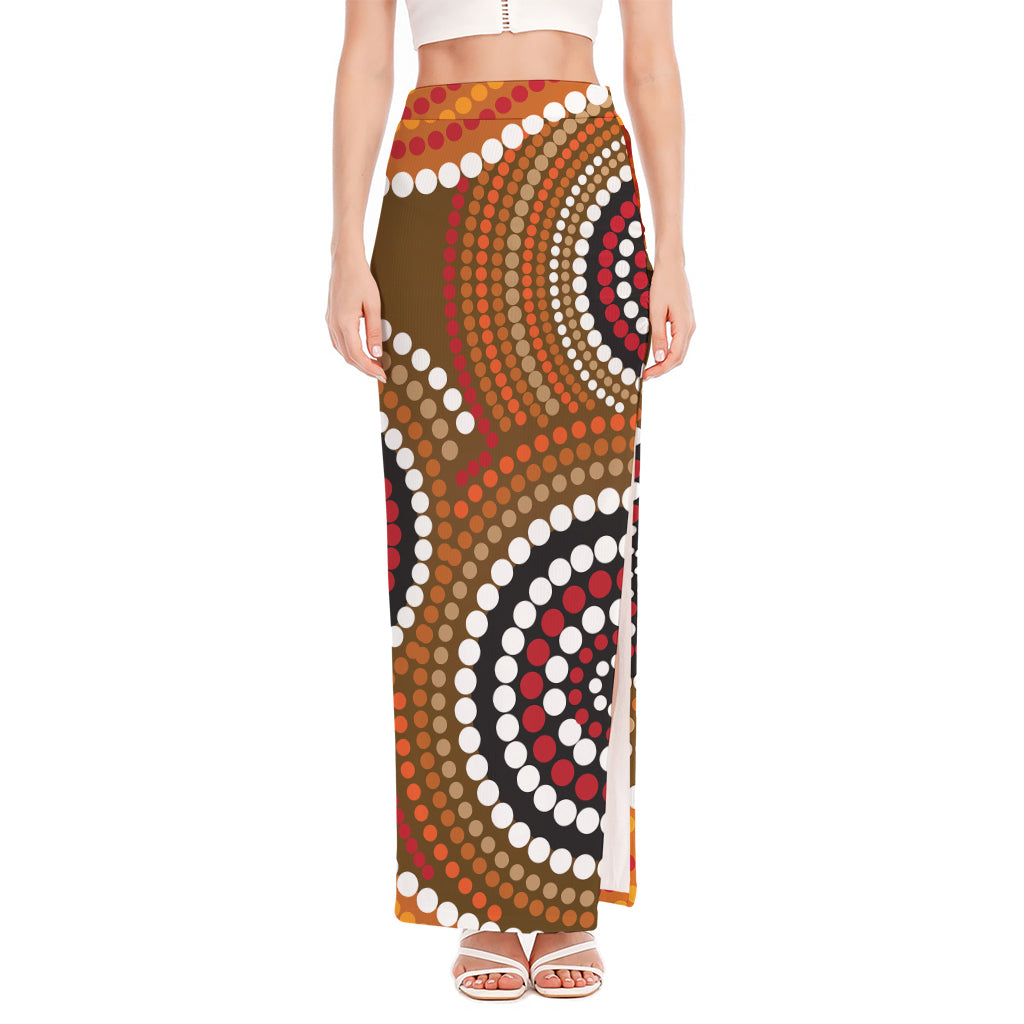 Australian Aboriginal Dot Print High Slit Maxi Skirt