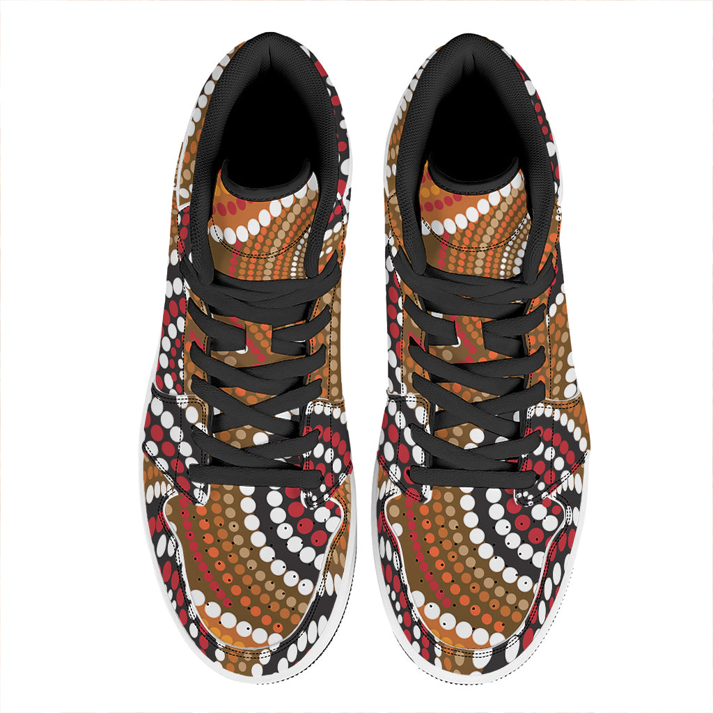 Australian Aboriginal Dot Print High Top Leather Sneakers