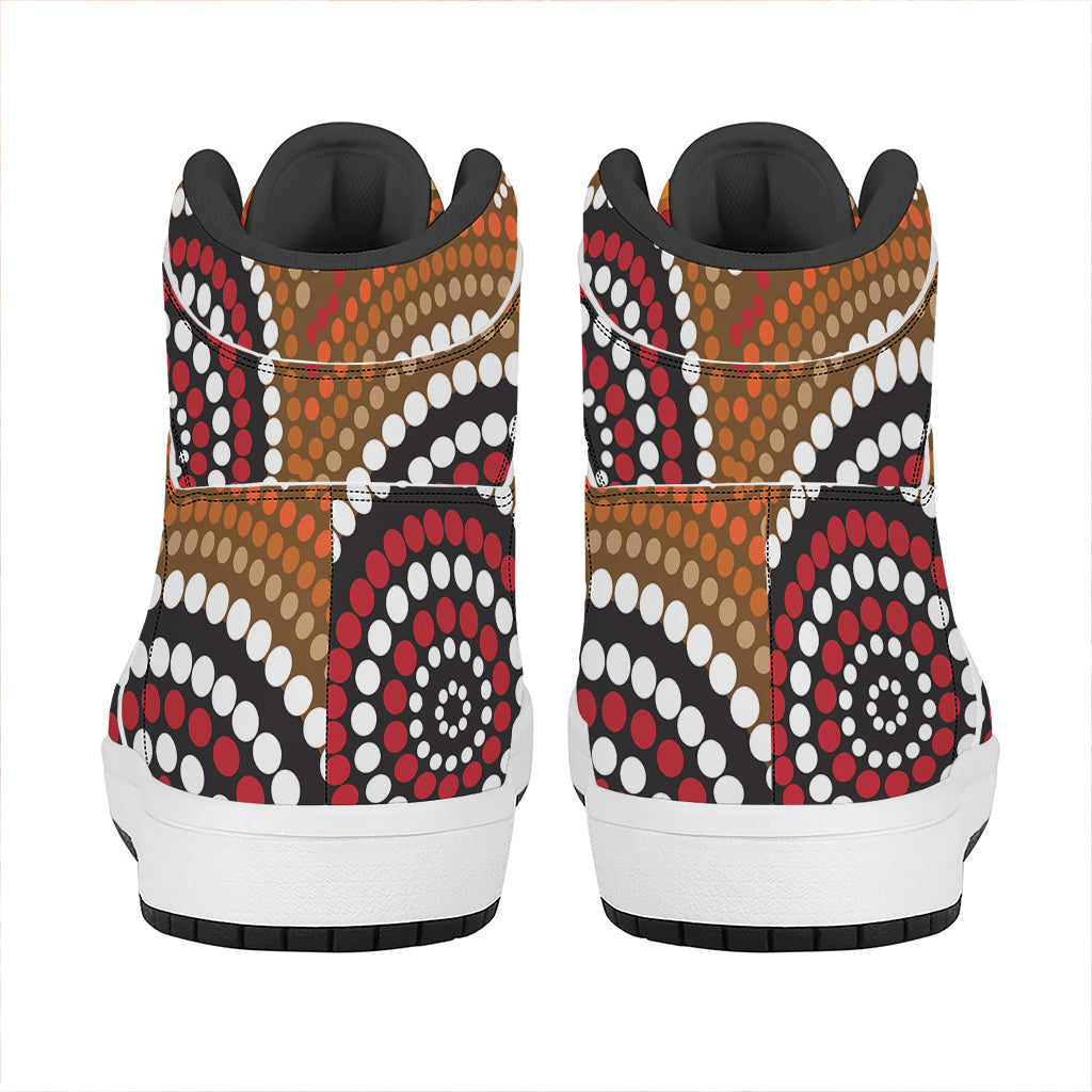 Australian Aboriginal Dot Print High Top Leather Sneakers