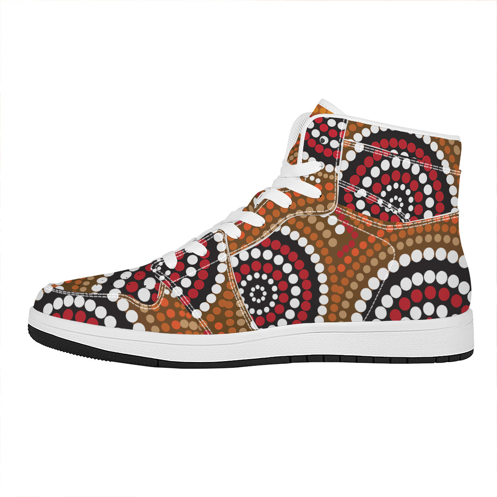 Australian Aboriginal Dot Print High Top Leather Sneakers