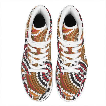 Australian Aboriginal Dot Print High Top Leather Sneakers