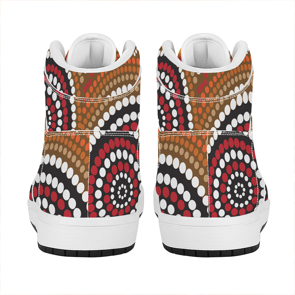 Australian Aboriginal Dot Print High Top Leather Sneakers