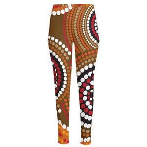 Australian Aboriginal Dot Print High-Waisted Pocket Leggings