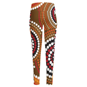 Australian Aboriginal Dot Print High-Waisted Pocket Leggings