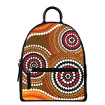 Australian Aboriginal Dot Print Leather Backpack