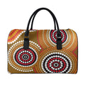 Australian Aboriginal Dot Print Leather Duffel Bag