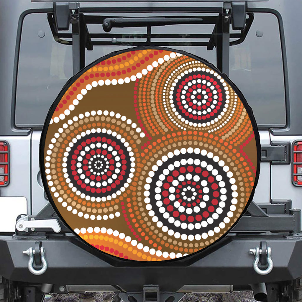 Australian Aboriginal Dot Print Leather Spare Tire Cover