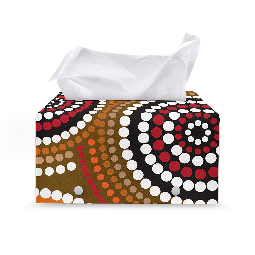 Australian Aboriginal Dot Print Leather Tissue Box Cover