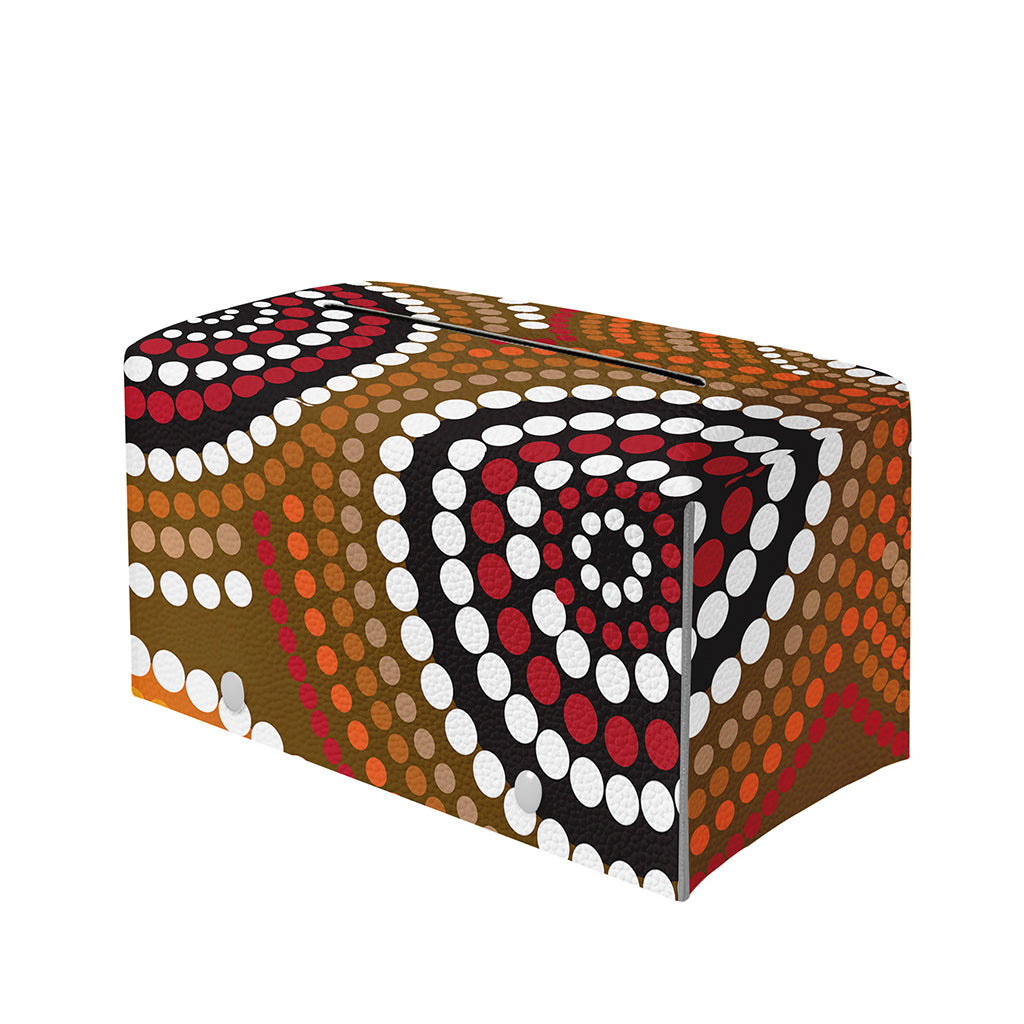 Australian Aboriginal Dot Print Leather Tissue Box Cover