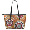 Australian Aboriginal Dot Print Leather Tote Bag