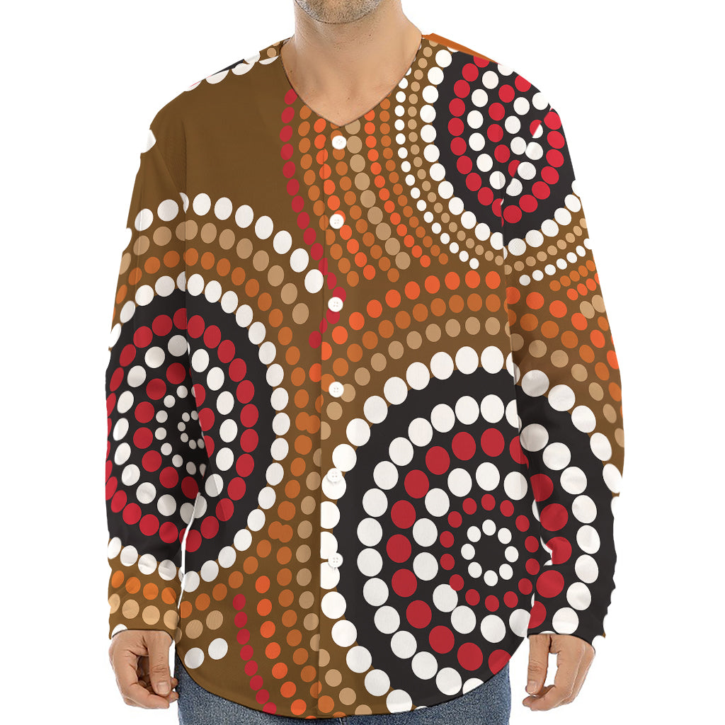 Australian Aboriginal Dot Print Long Sleeve Baseball Jersey