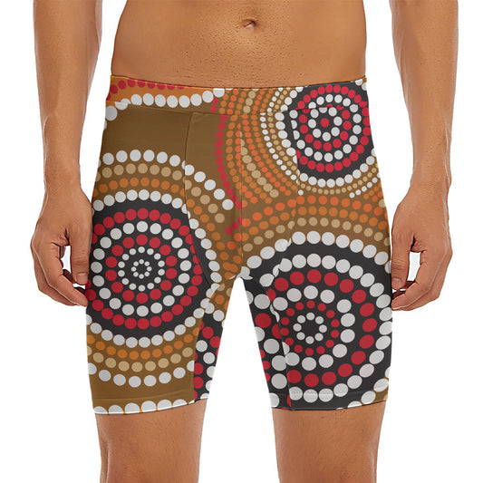 Australian Aboriginal Dot Print Men's Long Boxer Briefs