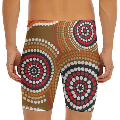 Australian Aboriginal Dot Print Men's Long Boxer Briefs