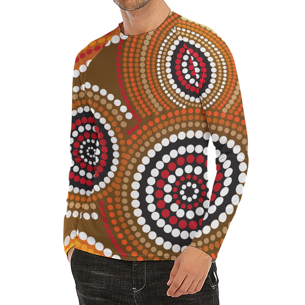 Australian Aboriginal Dot Print Men's Long Sleeve Rash Guard