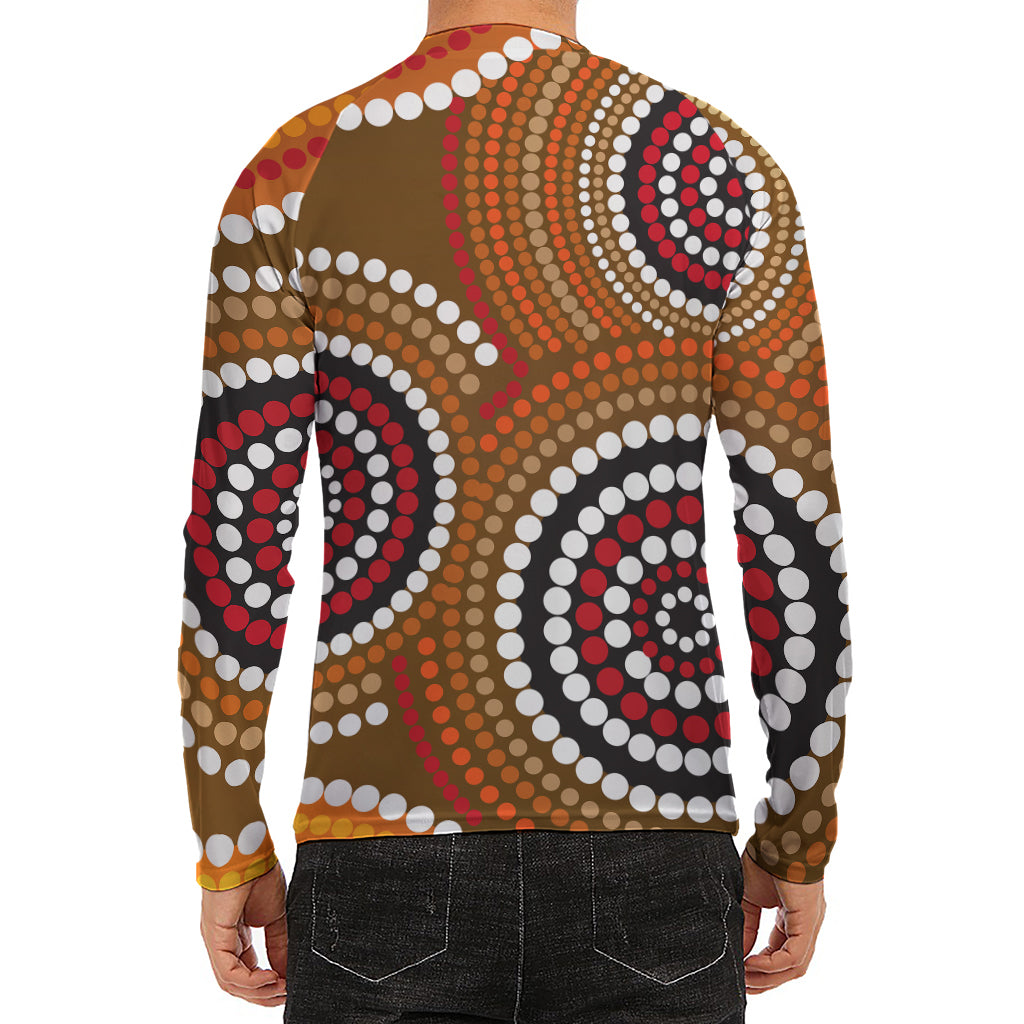 Australian Aboriginal Dot Print Men's Long Sleeve Rash Guard