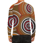 Australian Aboriginal Dot Print Men's Long Sleeve Rash Guard