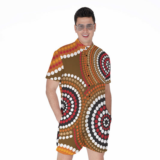 Australian Aboriginal Dot Print Men's Rompers
