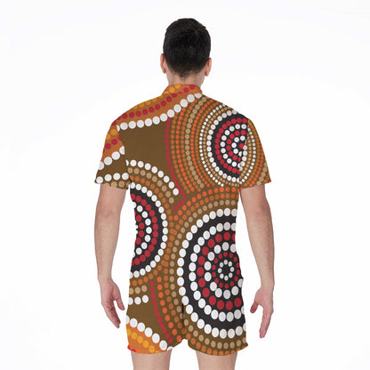 Australian Aboriginal Dot Print Men's Rompers