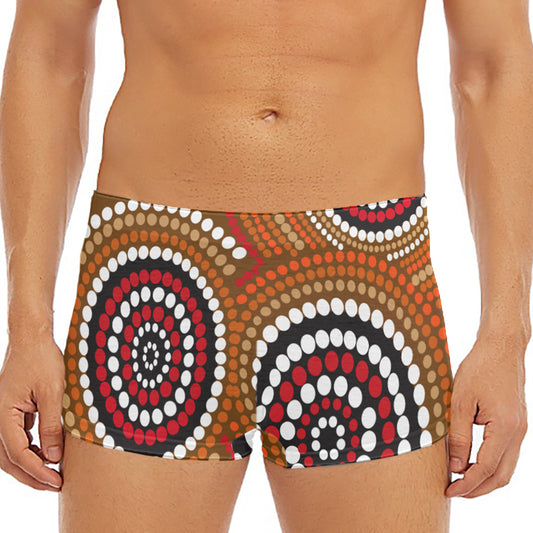 Australian Aboriginal Dot Print Men's Short Boxer Briefs