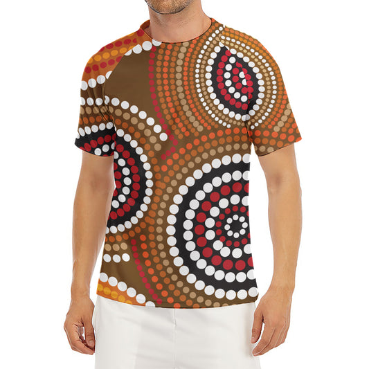 Australian Aboriginal Dot Print Men's Short Sleeve Rash Guard