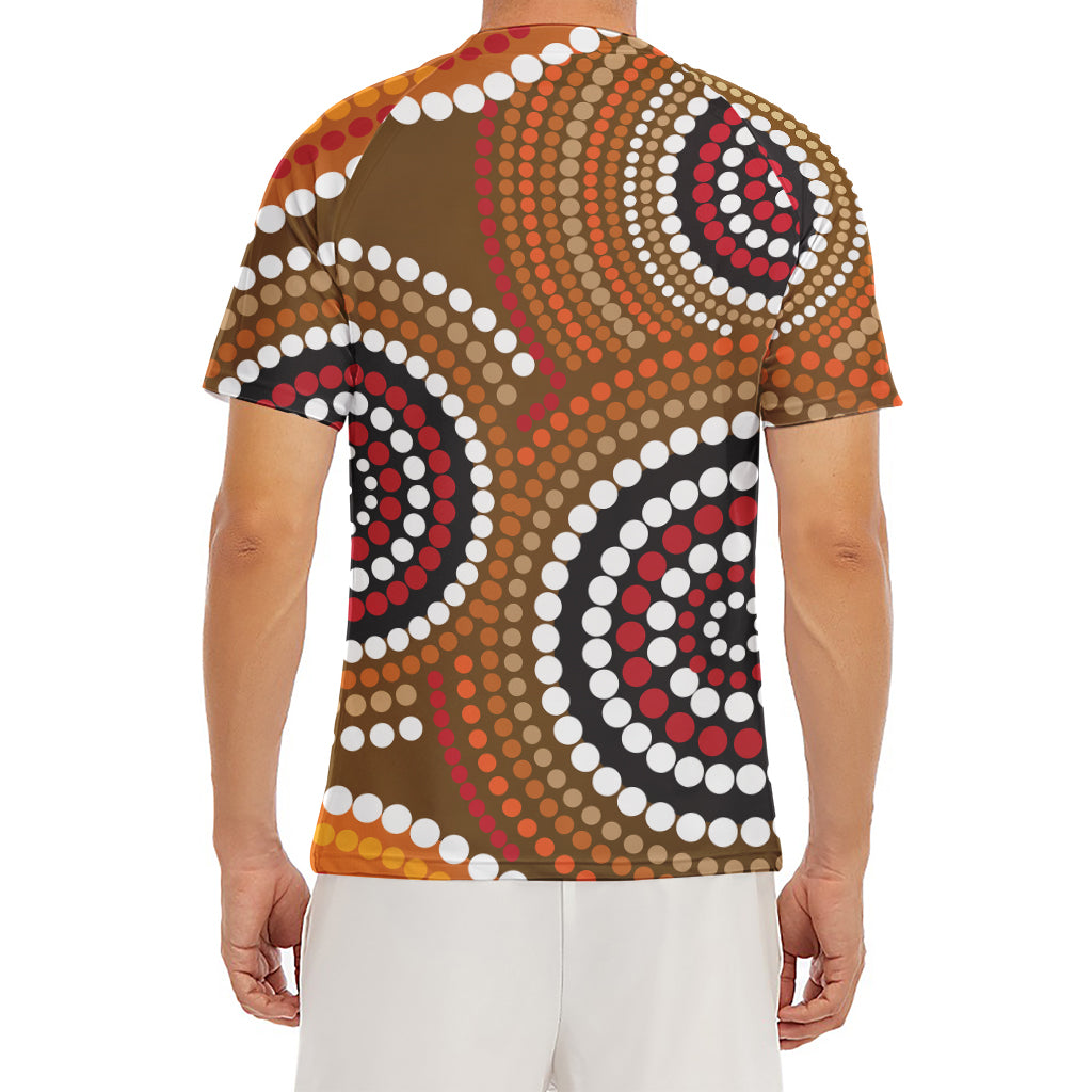 Australian Aboriginal Dot Print Men's Short Sleeve Rash Guard