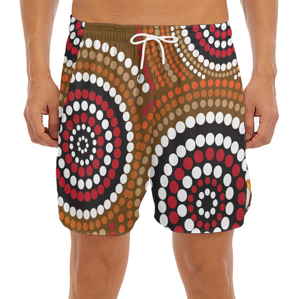 Australian Aboriginal Dot Print Men's Split Running Shorts