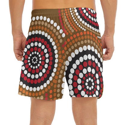 Australian Aboriginal Dot Print Men's Split Running Shorts