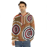 Australian Aboriginal Dot Print Men's Velvet Pullover Hoodie