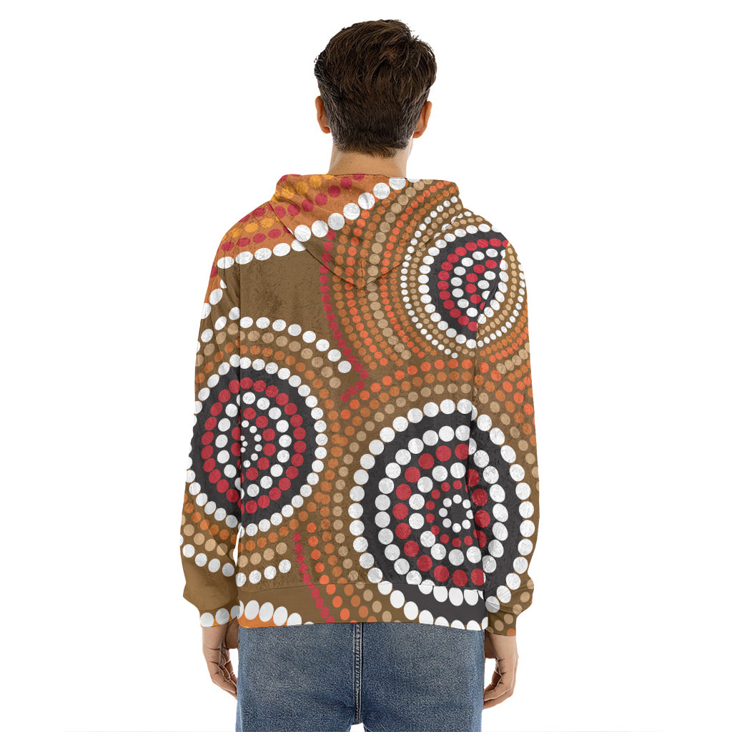 Australian Aboriginal Dot Print Men's Velvet Pullover Hoodie