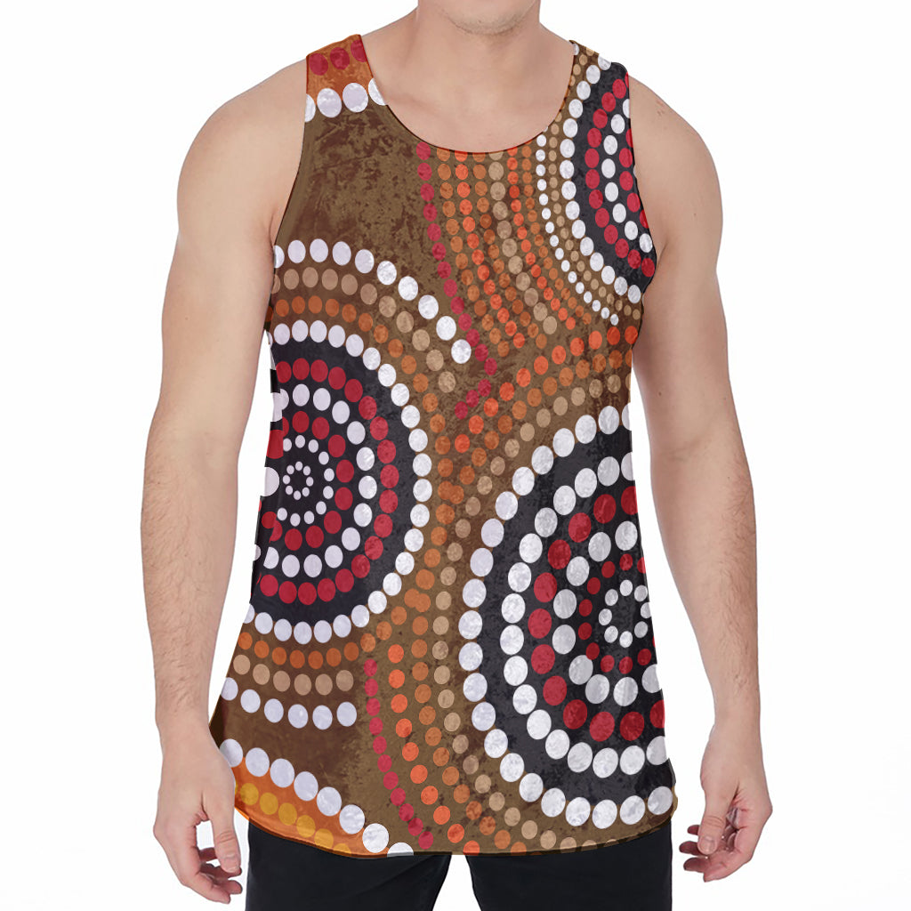 Australian Aboriginal Dot Print Men's Velvet Tank Top