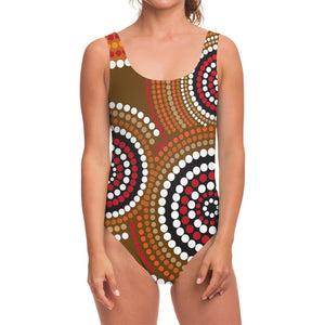 Australian Aboriginal Dot Print One Piece Swimsuit