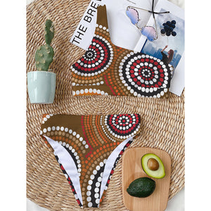 Australian Aboriginal Dot Print One Shoulder Bikini Top