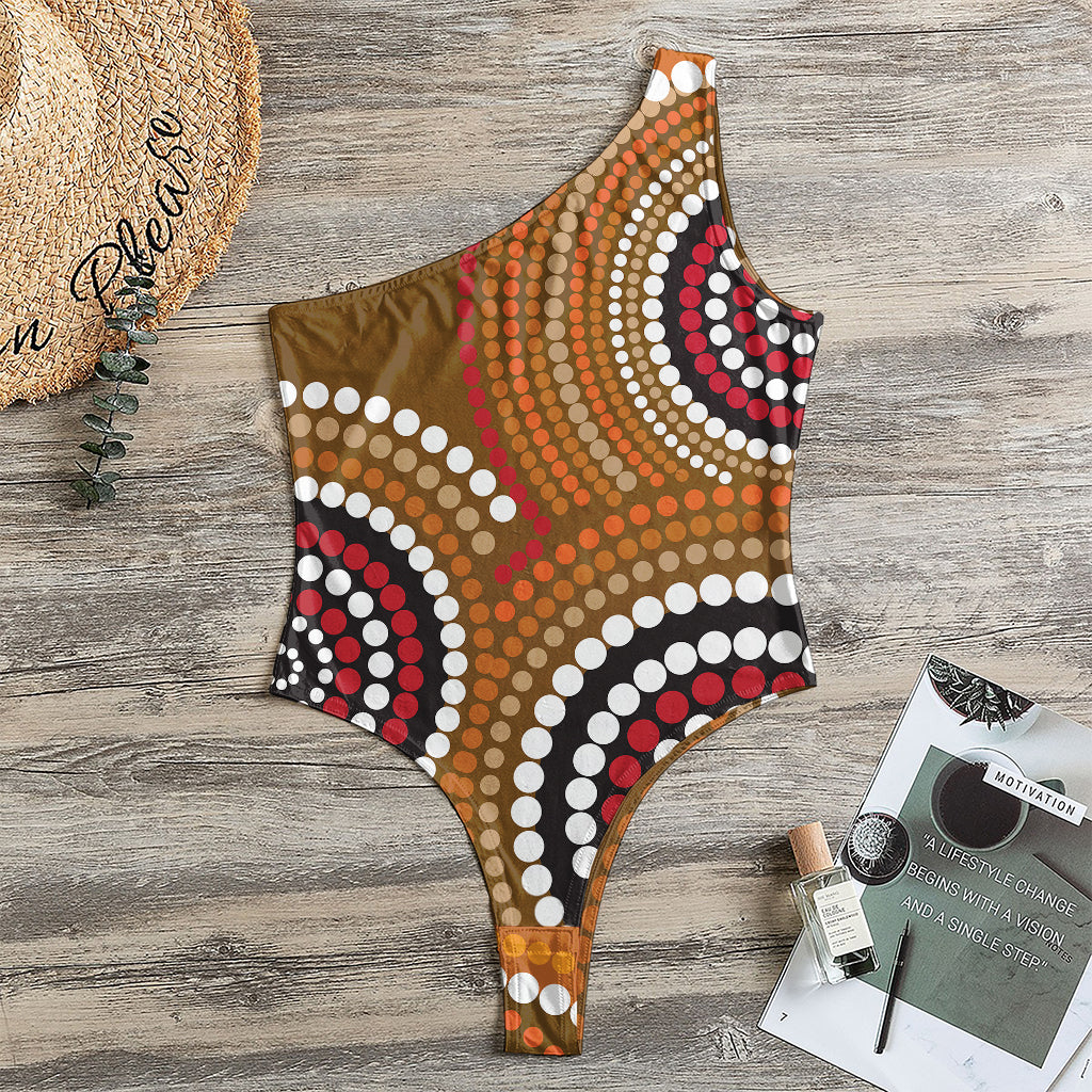 Australian Aboriginal Dot Print One Shoulder Bodysuit