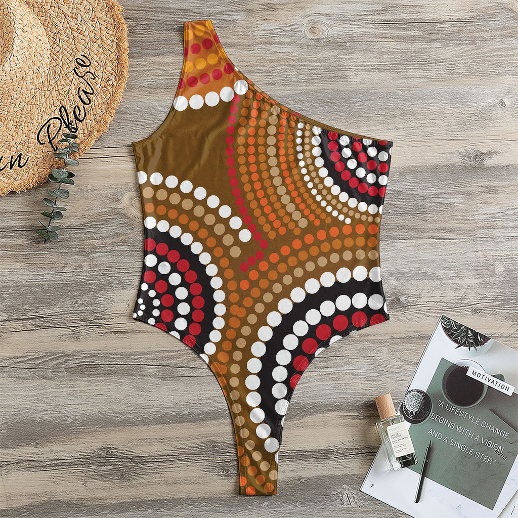 Australian Aboriginal Dot Print One Shoulder Bodysuit