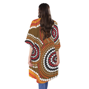 Australian Aboriginal Dot Print Open Front Beach Cover Up