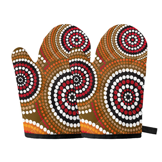 Australian Aboriginal Dot Print Oven Mitts