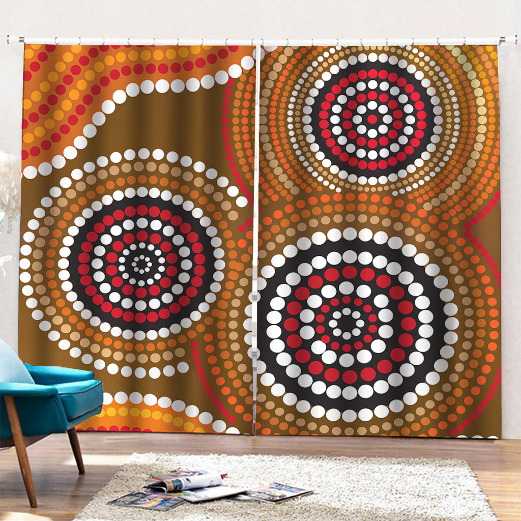 Australian Aboriginal Dot Print Pencil Pleat Curtains