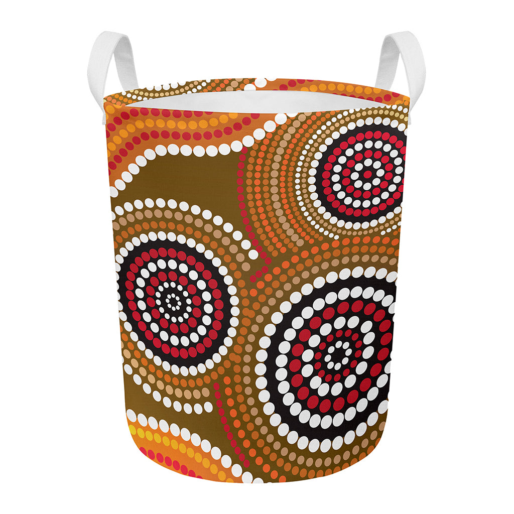 Australian Aboriginal Dot Print Round Laundry Basket