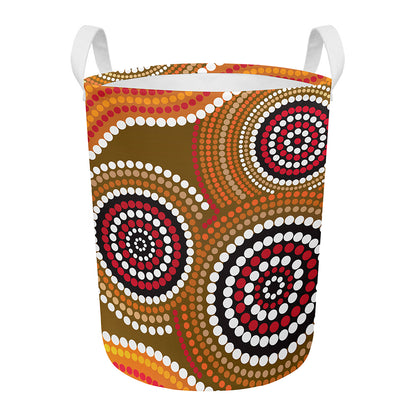 Australian Aboriginal Dot Print Round Laundry Basket