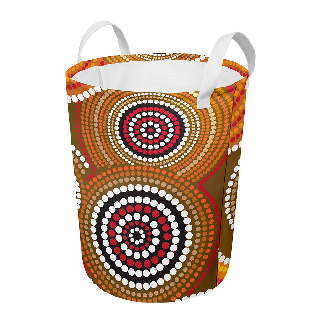 Australian Aboriginal Dot Print Round Laundry Basket