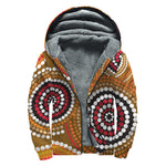 Australian Aboriginal Dot Print Sherpa Lined Zip Up Hoodie