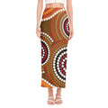 Australian Aboriginal Dot Print Side Slit Maxi Skirt