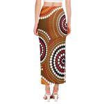 Australian Aboriginal Dot Print Side Slit Maxi Skirt