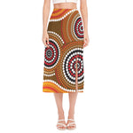 Australian Aboriginal Dot Print Side Slit Midi Skirt