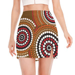 Australian Aboriginal Dot Print Side Slit Mini Skirt