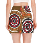 Australian Aboriginal Dot Print Side Slit Mini Skirt