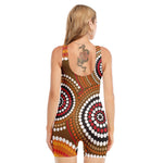 Australian Aboriginal Dot Print Sleeveless One Piece Swimsuit