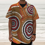 Australian Aboriginal Dot Print Textured Short Sleeve Shirt